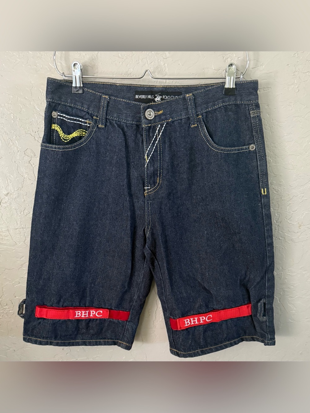 Beverly Hills Polo Club Vintage Denim Skate Shorts Blue Kids Youth Sz 18